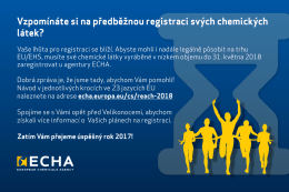 Vzpomínáte si na předběžnou registraci svých chemických