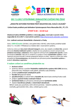 od 7.3.2017 otevíráme zdravotní cvičení pro ženy