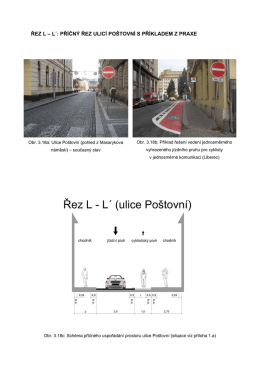 Řez L-L´ - Příčný řez ulicí Poštovní