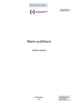 Název publikace - Univerzita Hradec Králové