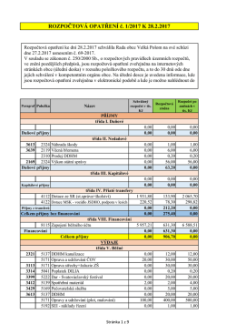 ROZPOČTOVÁ OPATŘENÍ č. 1/2017 K 28.2.2017