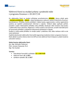 Výběrové řízení Erasmus+ FUD