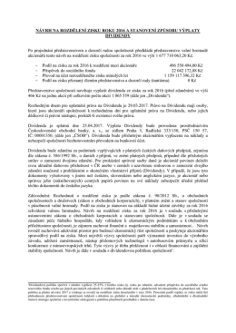 N&aacute;vrh na rozdělen&iacute; zisku roku 2010 a nerozdělen&eacute;ho zisku