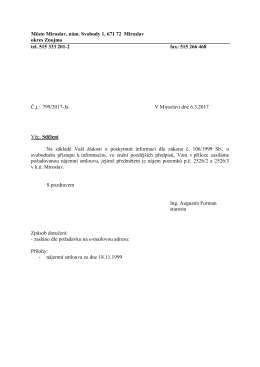 Informace týkající se nájemní smlouvy - pozemky p