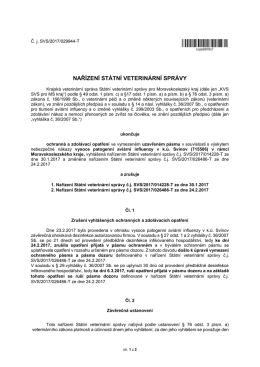 Zrušení nařízení státní veterinární správy