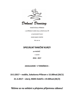 SPECI&Aacute;LN&Iacute; TANEČN&Iacute; KURZY Tě&scaron;&iacute;me se na setk&aacute;n&iacute; a přejeme