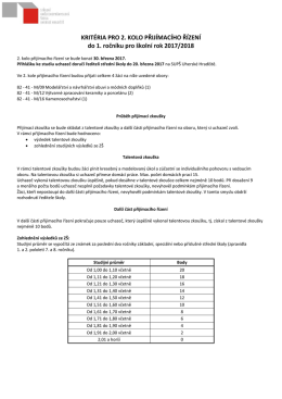 KRITÉRIA PRO 2. KOLO PŘIJÍMACÍHO ŘÍZENÍ do 1. ročníku pro