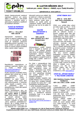 Bulletin CPDM 2017_březen - Centrum pro pomoc dětem a mládeži