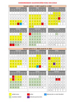 Harmonogram akademického roku 2017/2018 (kalendář)