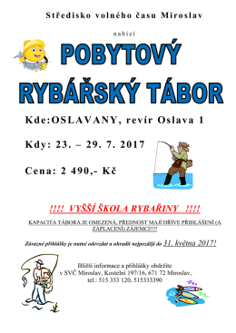 Rybářský tábor OSLAVANY 2017