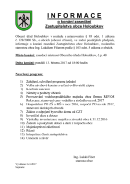 Pozv&aacute;nka na jedn&aacute;n&iacute; zastupitelstva obce - 13.3