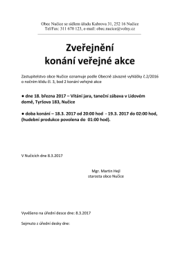 Zveřejnění konání veřejné akce