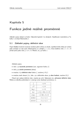 Funkce jedné reálné proměnné