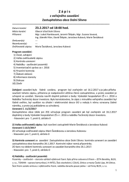 Zápis ze zasedání zastupitelstva 23. 2. 2017