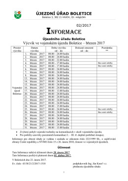 Informace k v&yacute;cviku - březen 2017