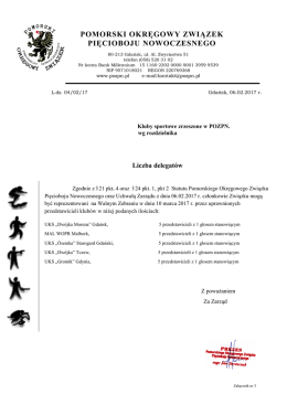 Liczba uczestników zjazdu. - Pomorski Okręgowy Związek