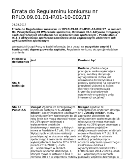 Errata do Regulaminu konkursu nr RPLD.09.01.01-IP.01-10