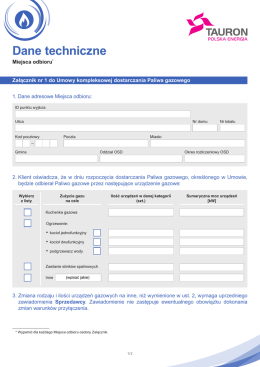 Dane techniczne miejsca odbioru