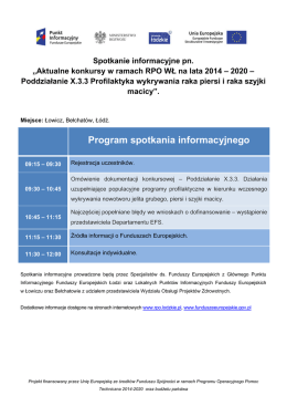 Program spotkania informacyjnego - RPO WŁ
