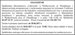 w Werbkowicach, ul. Piłsudskiego 1 ogłasza przetarg