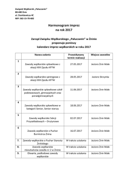 Harmonogram imprez na rok 2017