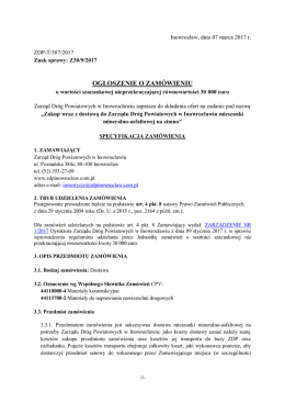 ogłoszenie o zamówieniu - Zarząd Dróg Powiatowych w Inowrocławiu