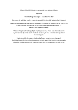 Gliwicki Ośrodek Metodyczny we współpracy z Miastem Gliwice