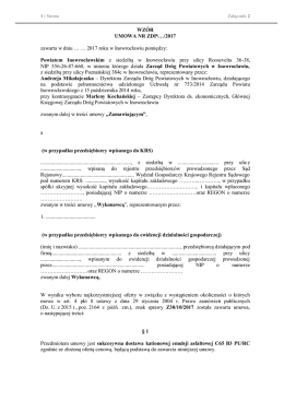 WZ&Oacute;R UMOWA NR ZDP/&hellip;/2017 zawarta w dniu &hellip; &hellip; 2017 roku w