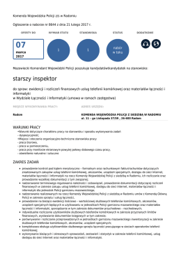 Starszy Inspektor w Wydziale Łączności i Informatyki