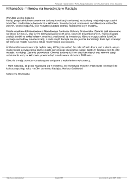 Kilkanaście milionów na inwestycję w Racią u