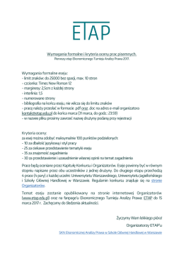 Wymagania formalne i kryteria oceny esejów.
