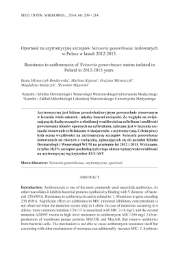 Oporność na azytromycynę szczepów Neisseria gonorrhoeae