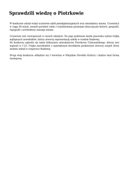 Sprawdzili wiedzę o Piotrkowie