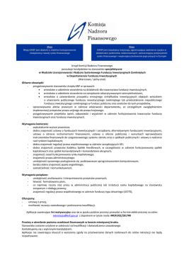 specjalistyczne w Wydziale Licencjonowania i Nadzoru