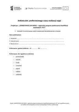 Ankieta dot. preferowanego czasu realizacji zajęć