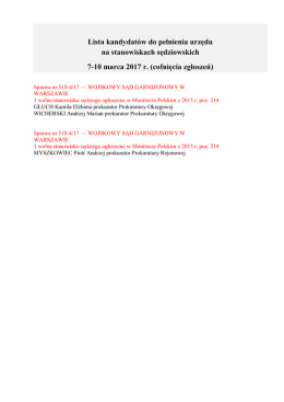 Lista kandydat&oacute;w do pełnienia urzędu na stanowiskach