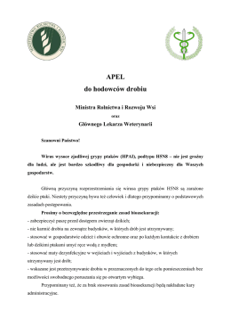 APEL do hodowc&oacute;w drobiu