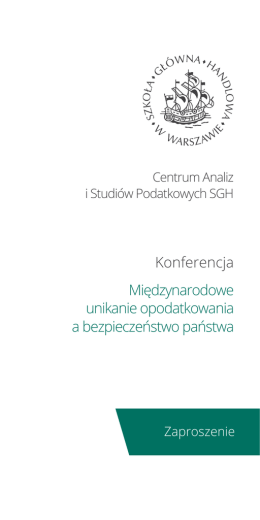 Zaproszenie - Unikanie opodatkowania
