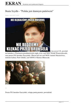 Beata Szydło - "Polska jest dumnym państwem"