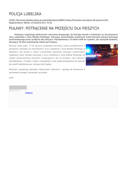 POLICJA LUBELSKA PUŁAWY: POTRĄCENIE NA PRZEJŚCIU DLA