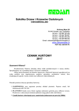 Szk&oacute;łka Drzew i Krzew&oacute;w Ozdobnych CENNIK