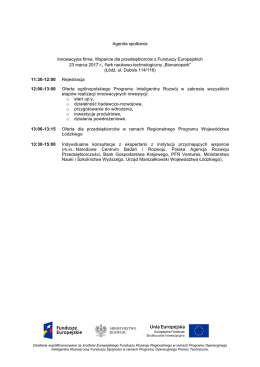 Agenda spotkania - Narodowe Centrum Badań i Rozwoju