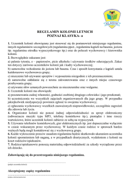 REGULAMIN KOLONII LETNICH POZNAJ KLASYKA