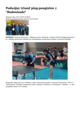 Podwójny triumf ping-pongistów z "Budowlanki"