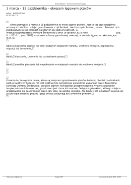 1 marca - 15 października - okresem lęgowym