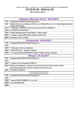 intencje mszalne - Sanktuarium Miłosierdzia Bożego w Świebodzinie