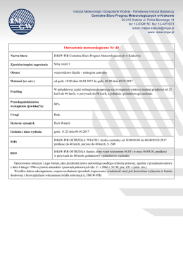 Ostrzeżenie meteorologiczne nr 40 silny wiatr