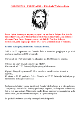 OGŁOSZENIA PARAFIALNE &ndash; IV Niedziela Wielkanocna