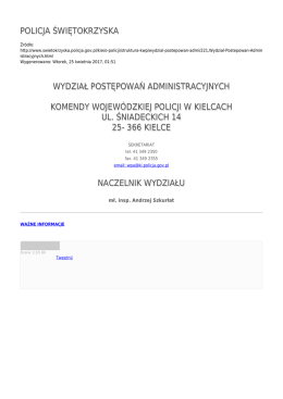 POLICJA ŚWIĘTOKRZYSKA WYDZIAŁ POSTĘPOWAŃ