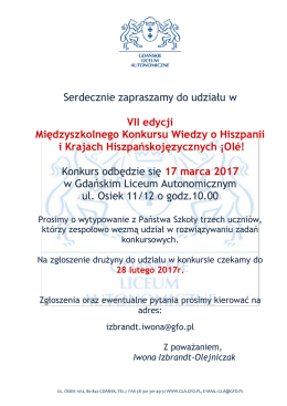 Zaproszenie do udziału w konkursie